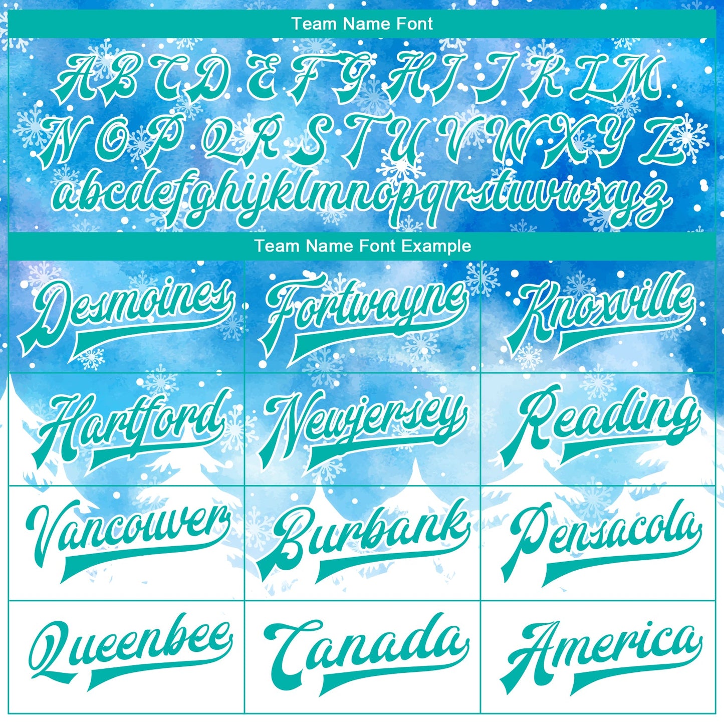Custom Royal Aqua-White Watercolor Forest Winter Snow Landscape 3D Pattern Design Bomber Full-Snap Varsity Letterman Jacket view 6