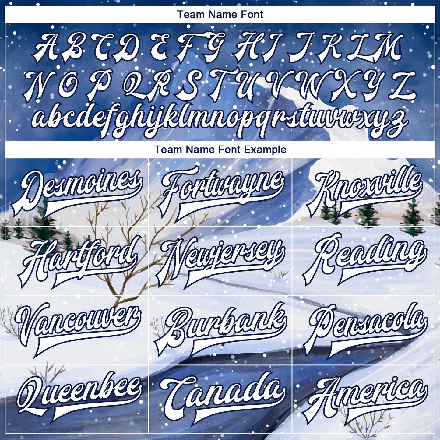 Custom Royal White-Navy Watercolor Winter Snow Landscape 3D Pattern Design Bomber Full-Snap Varsity Letterman Jacket view 6