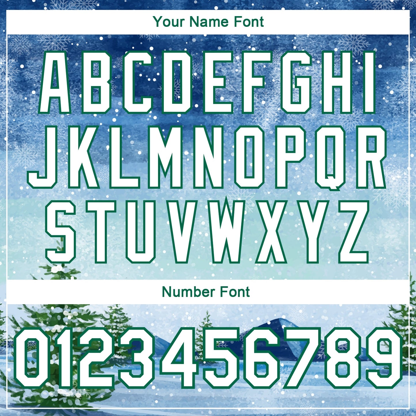 Custom Royal White-Kelly Green Watercolor Winter Landscape With Snowy Trees 3D Pattern Design Bomber Full-Snap Varsity Letterman Jacket view 7