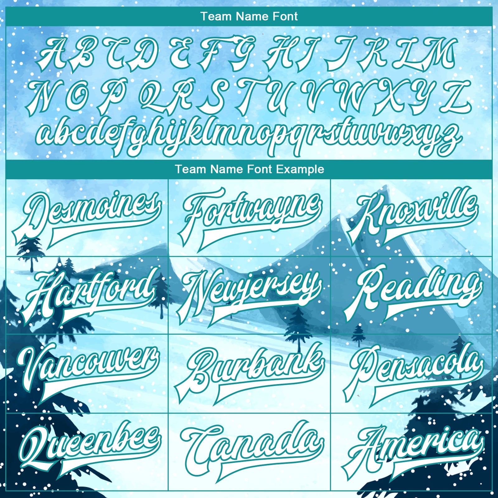 Custom Light Blue White-Teal Watercolor Winter Landscape With Snowy Trees 3D Pattern Design Bomber Full-Snap Varsity Letterman Jacket view 6