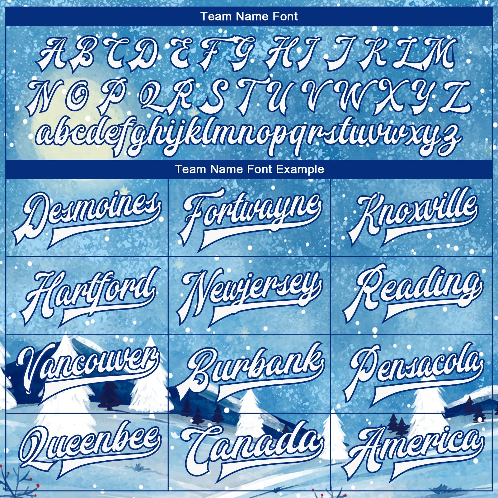Custom Light Blue White-Royal Watercolor Winter Landscape With Snowy Trees 3D Pattern Design Bomber Full-Snap Varsity Letterman Jacket view 6