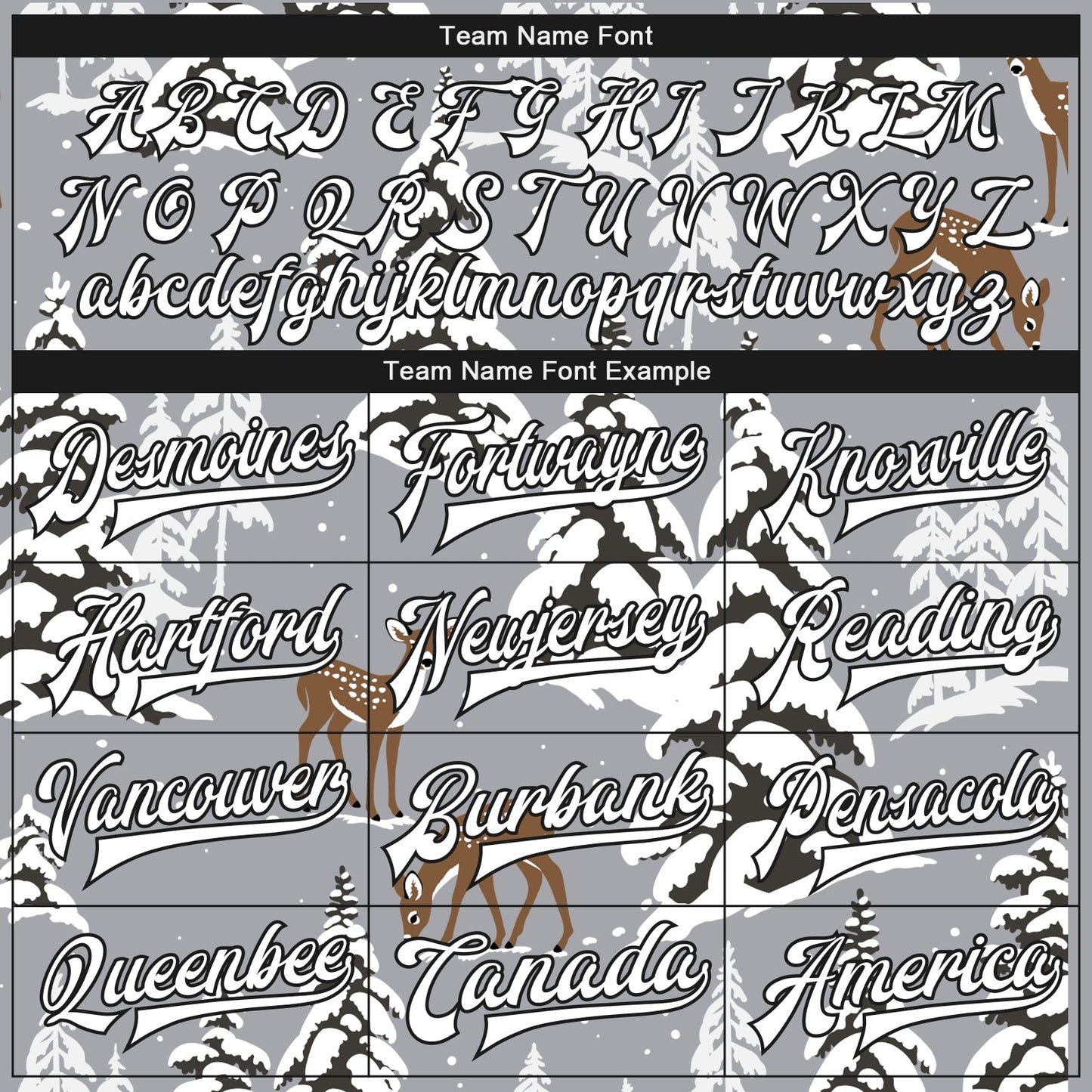 Custom Gray Black-White Winter Snowy Landscape With Deer 3D Pattern Design Bomber Full-Snap Varsity Letterman Jacket view 6