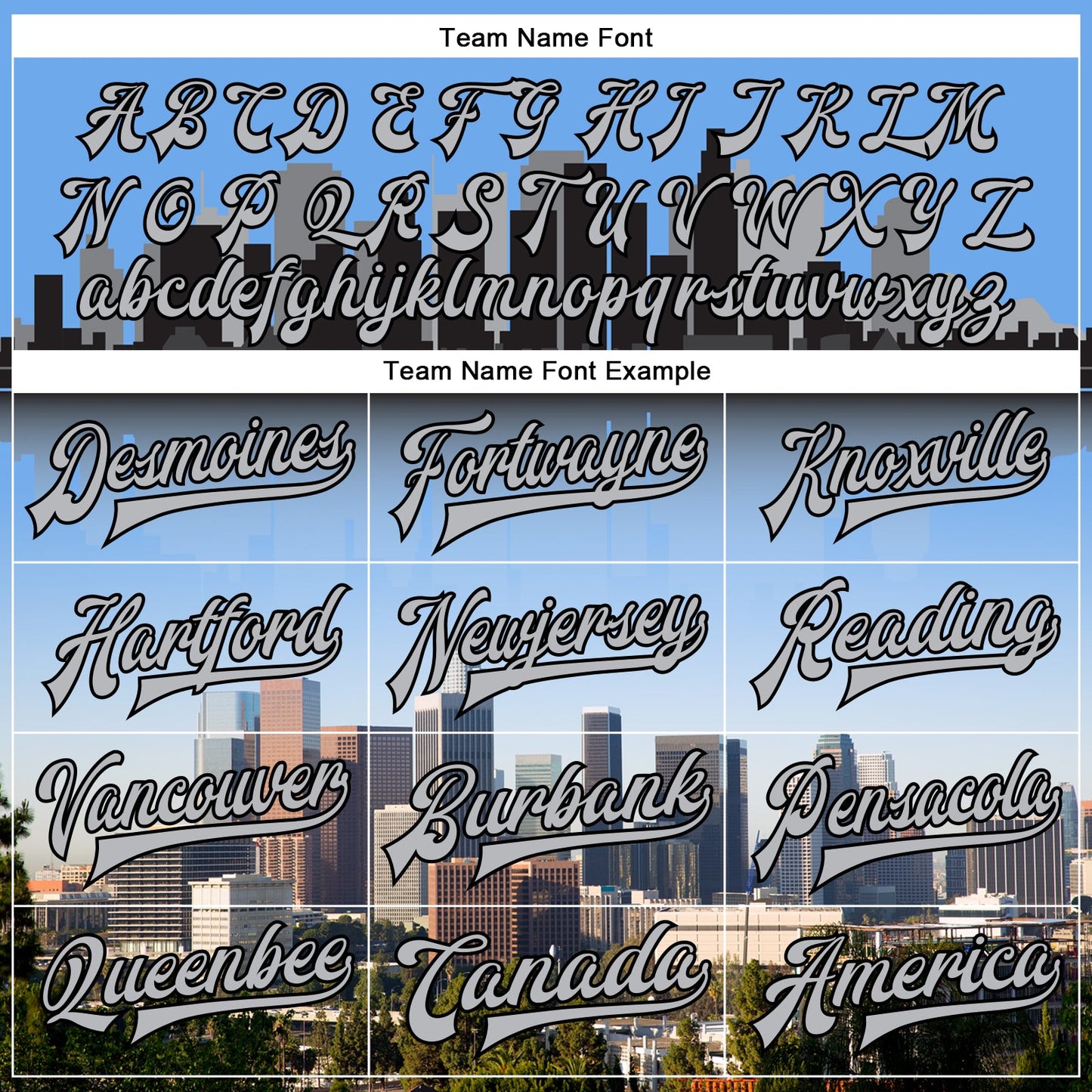Custom Powder Blue Gray-Black Los Angeles California City Edition 3D Bomber Full-Snap Varsity Letterman Jacket view 6