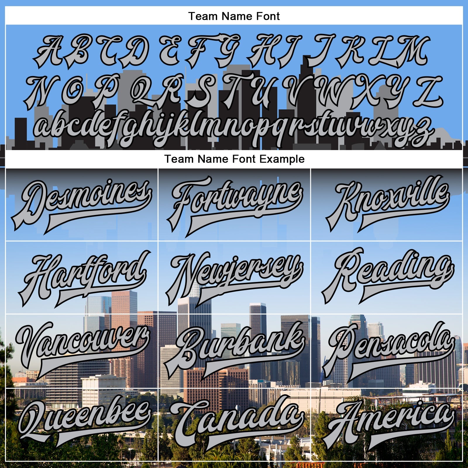 Custom Powder Blue Gray-Black Los Angeles California City Edition 3D Bomber Full-Snap Varsity Letterman Jacket view 6