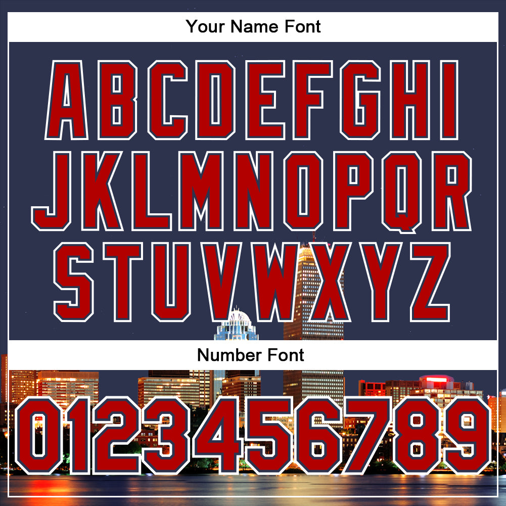 Custom Navy Red-White Boston Massachusetts City Edition 3D Bomber Full-Snap Varsity Letterman Jacket view 7