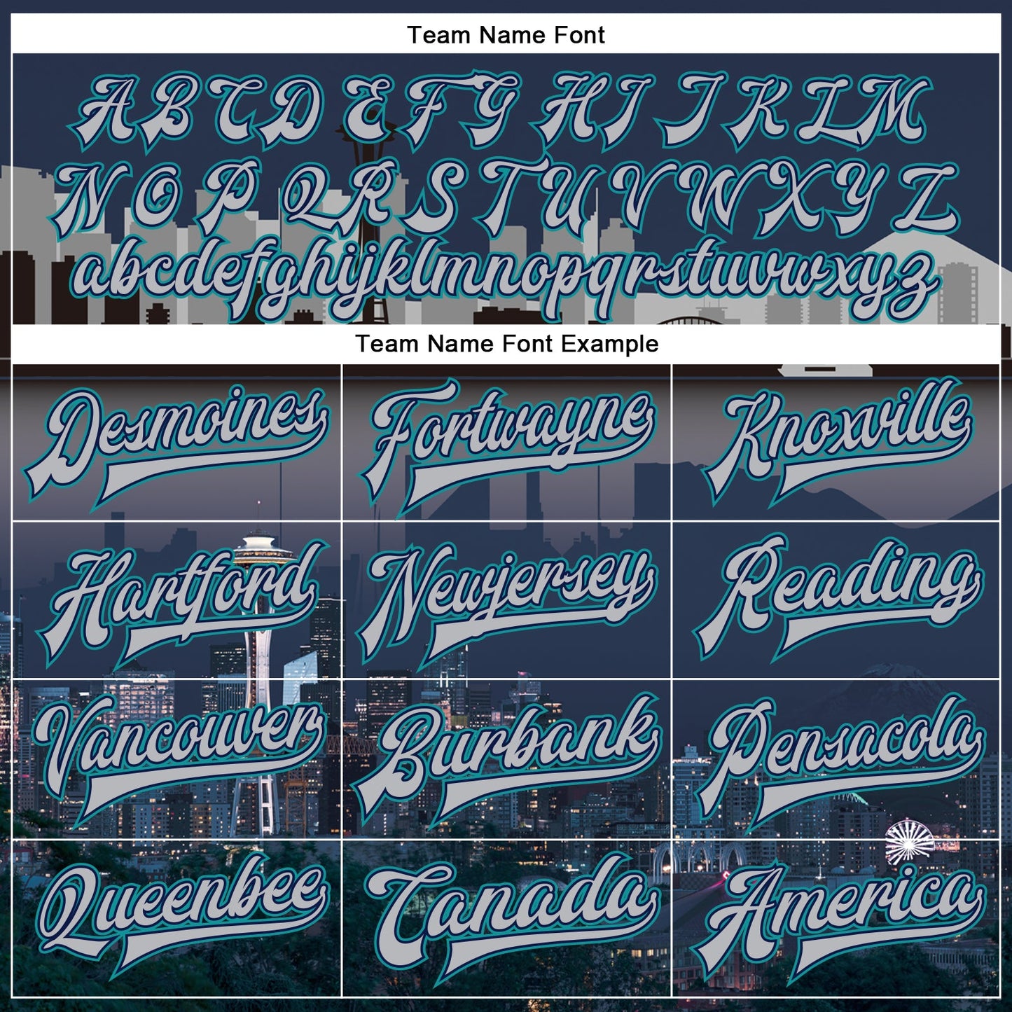 Custom Navy Gray-Teal Seattle Washington City Edition 3D Bomber Full-Snap Varsity Letterman Jacket view 6