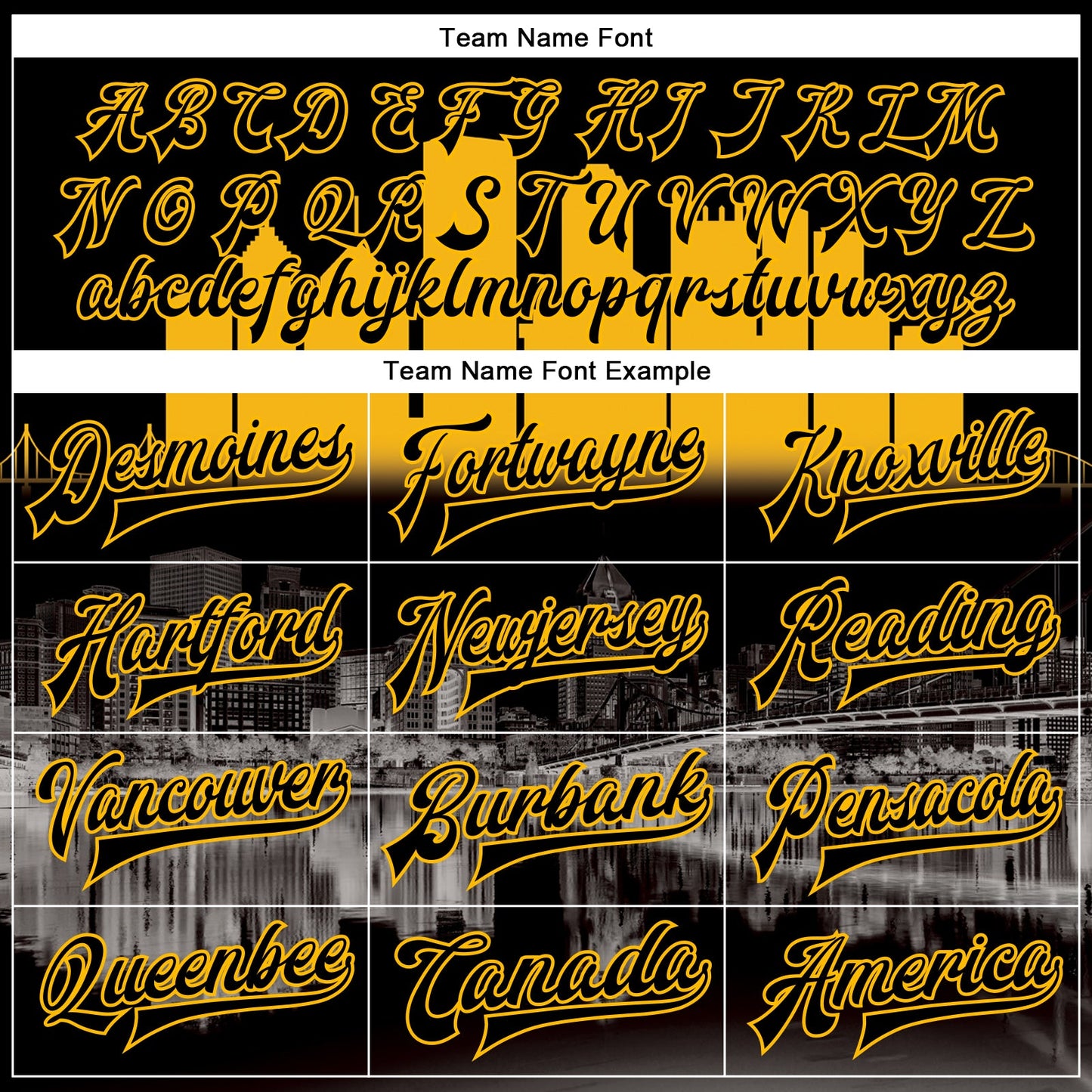 Custom Black Gold Pittsburgh Pennsylvania City Edition 3D Bomber Full-Snap Varsity Letterman Jacket view 6