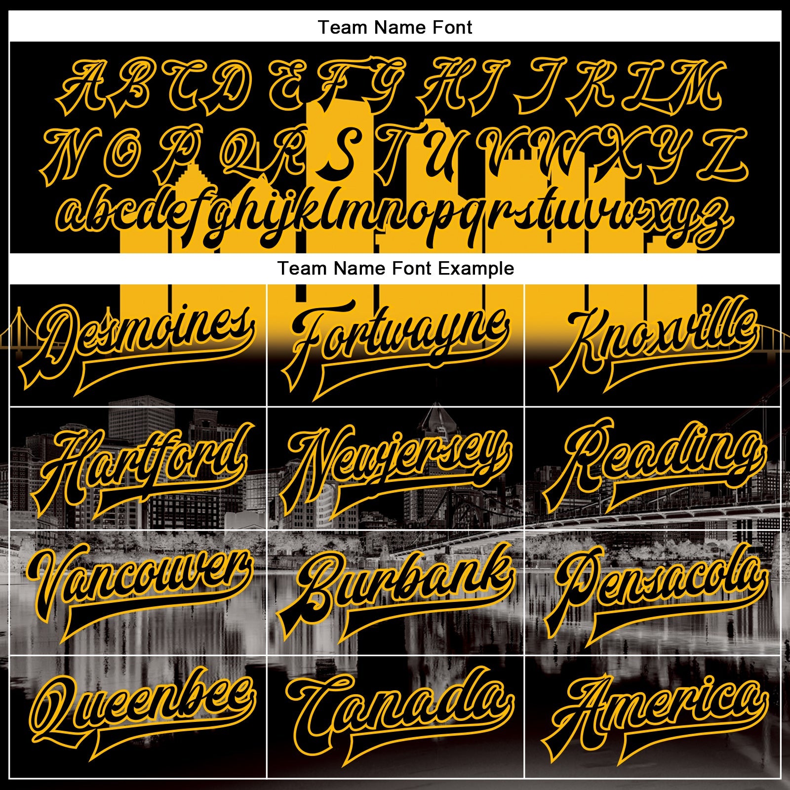 Custom Black Gold Pittsburgh Pennsylvania City Edition 3D Bomber Full-Snap Varsity Letterman Jacket view 6