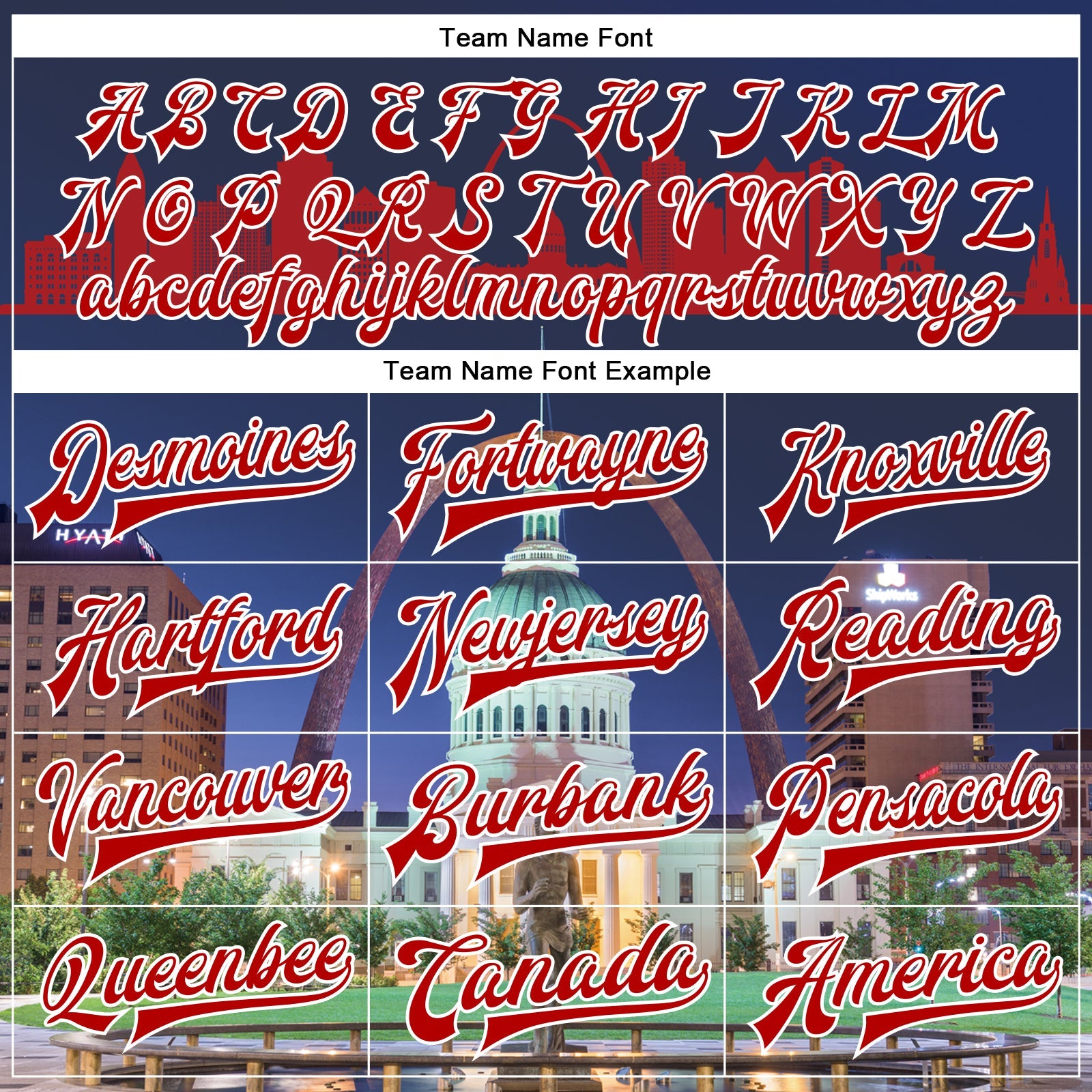 Custom Navy Red-White The Gateway Arch St.Louis Missouri City Edition 3D Bomber Full-Snap Varsity Letterman Jacket view 6