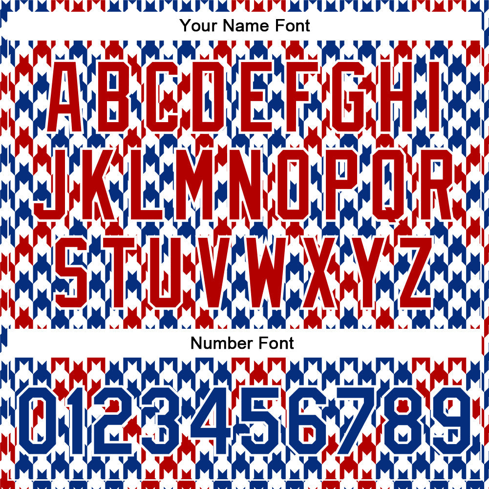 Custom White Royal-Red Check Board 3D Pattern Design Bomber Full-Snap Varsity Letterman Jacket view 7