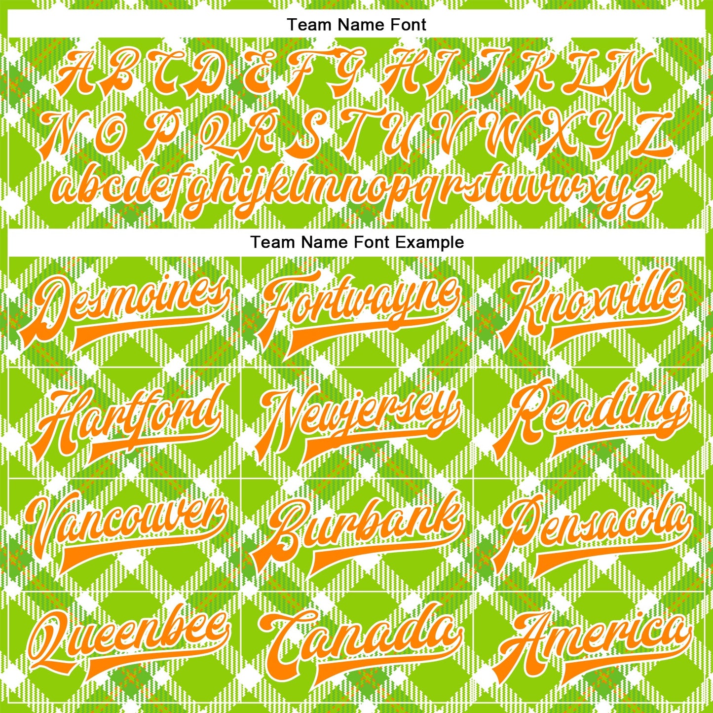 Custom Neon Green Bay Orange-White Check Board 3D Pattern Design Bomber Full-Snap Varsity Letterman Jacket view 6