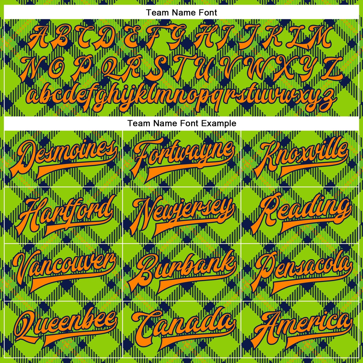 Custom Neon Green Bay Orange-Navy Check Board 3D Pattern Design Bomber Full-Snap Varsity Letterman Jacket view 6