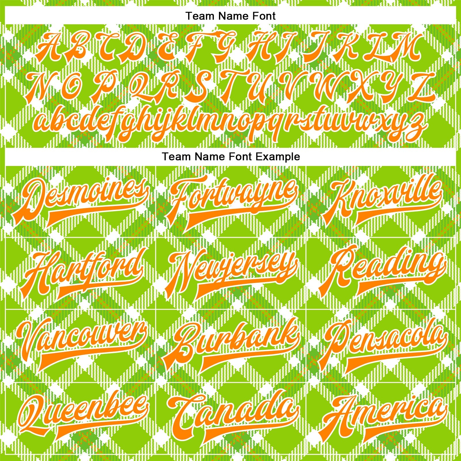 Custom Neon Green Bay Orange-White Check Board 3D Pattern Design Bomber Full-Snap Varsity Letterman Jacket view 6