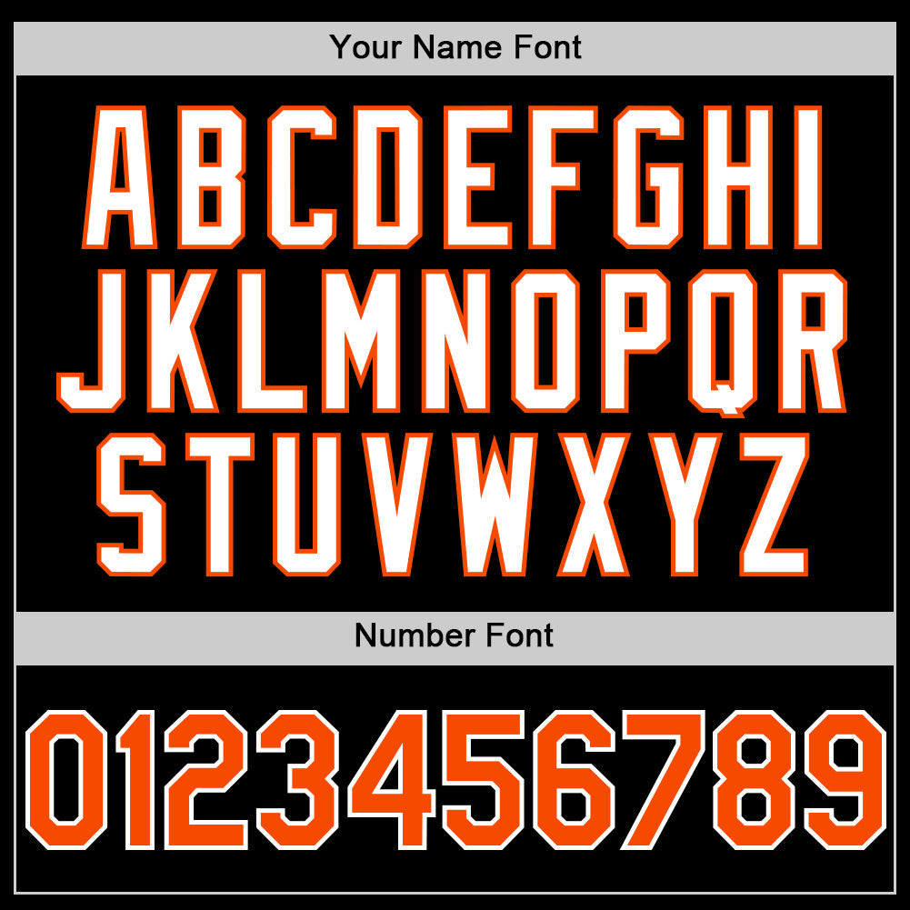 Custom Black Orange-White Bomber Full-Snap Varsity Letterman Two Tone Hoodie Jacket view 5
