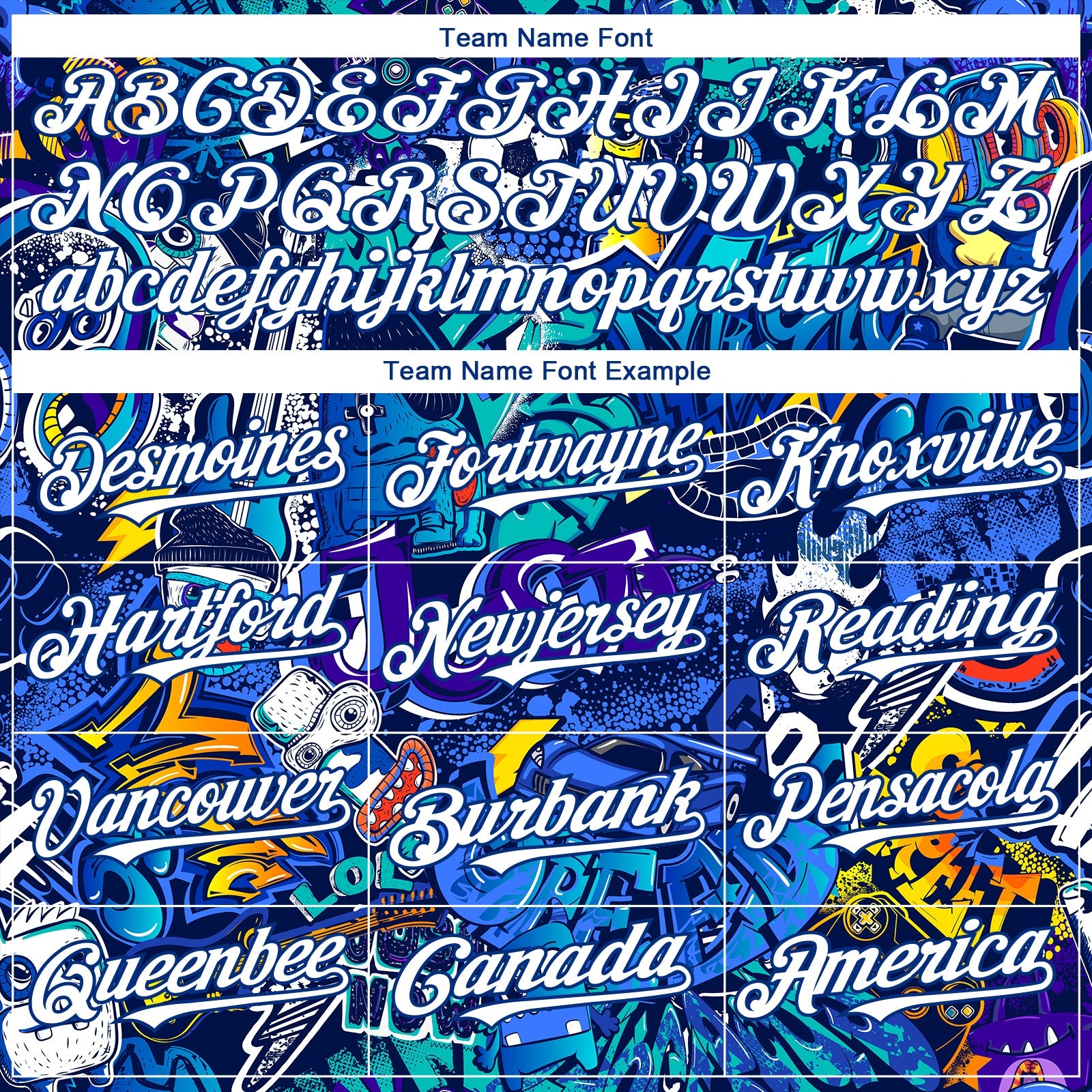 Custom Graffiti Pattern White-Royal Abstract Urban Street Art 3D Bomber Full-Snap Varsity Letterman Hoodie Jacket view 4