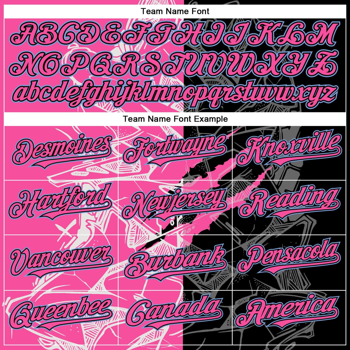 Custom Graffiti Pattern Pink Black-Light Blue Scratch 3D Bomber Full-Snap Varsity Letterman Hoodie Jacket view 4
