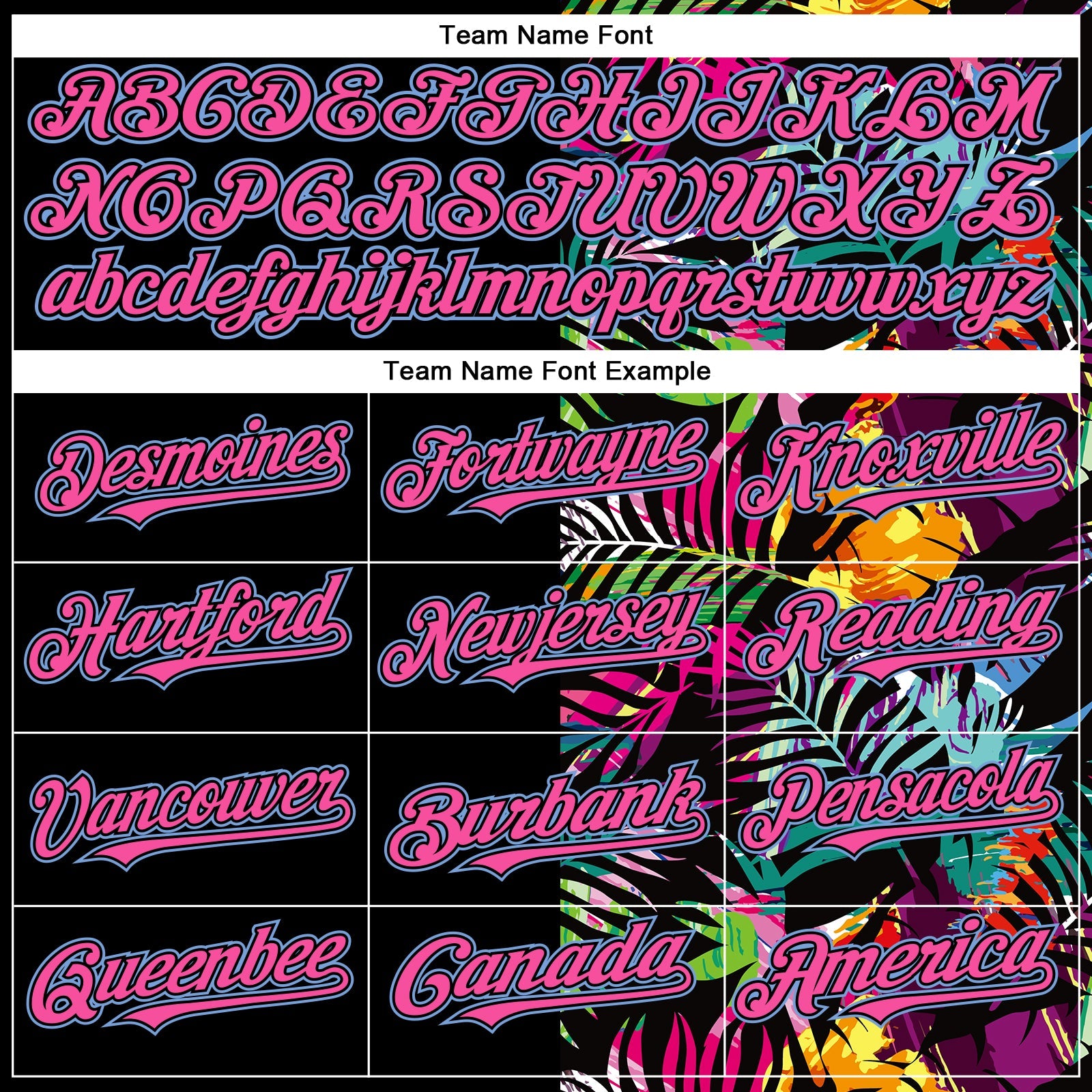 Custom Black Pink-Light Blue Tropical Palm Leaves 3D Pattern Design Bomber Full-Snap Varsity Letterman Hoodie Jacket view 4