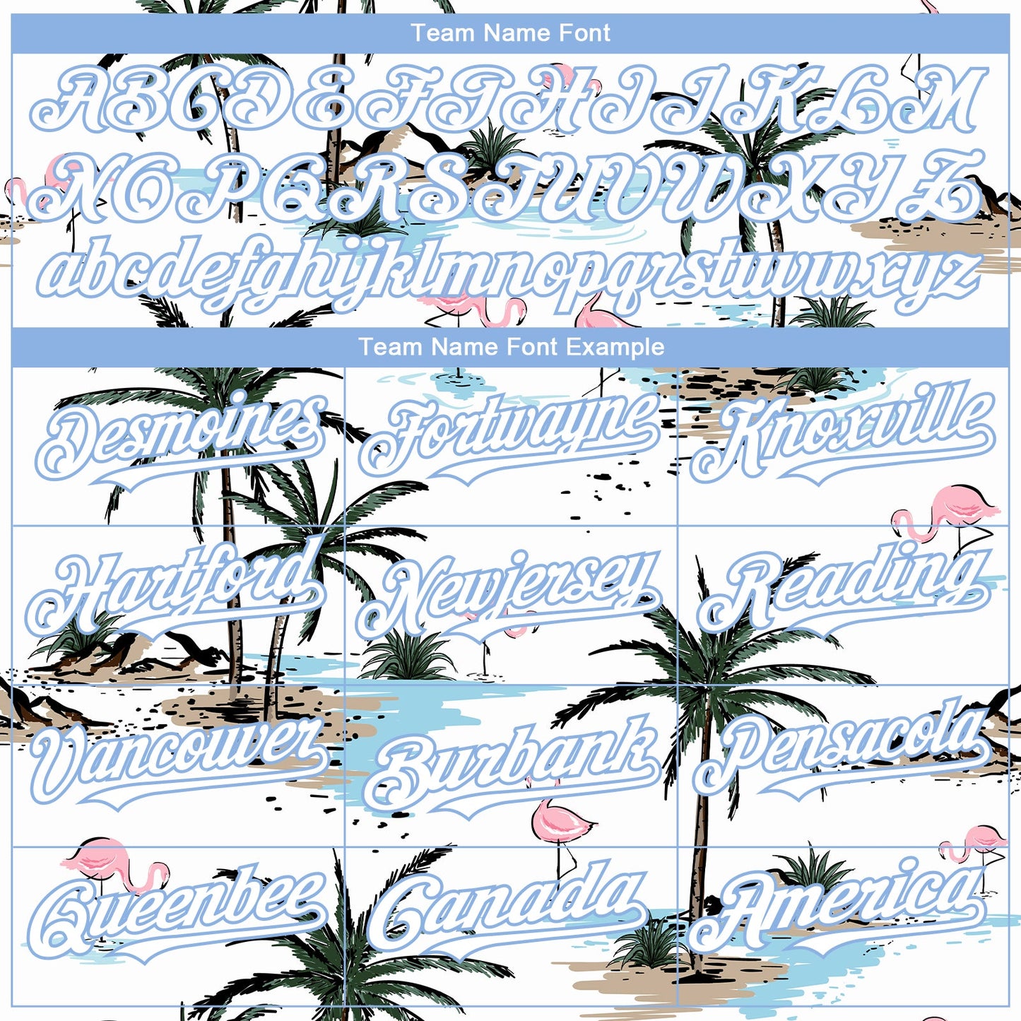 Custom White Light Blue Tropical Hawaii Palm Trees 3D Bomber Full-Snap Varsity Letterman Hoodie Jacket view 4