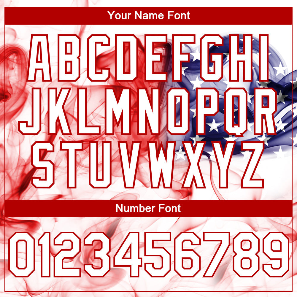 Custom White Red-Royal American Flag Fashion 3D Bomber Full-Snap Varsity Letterman Hoodie Jacket view 5