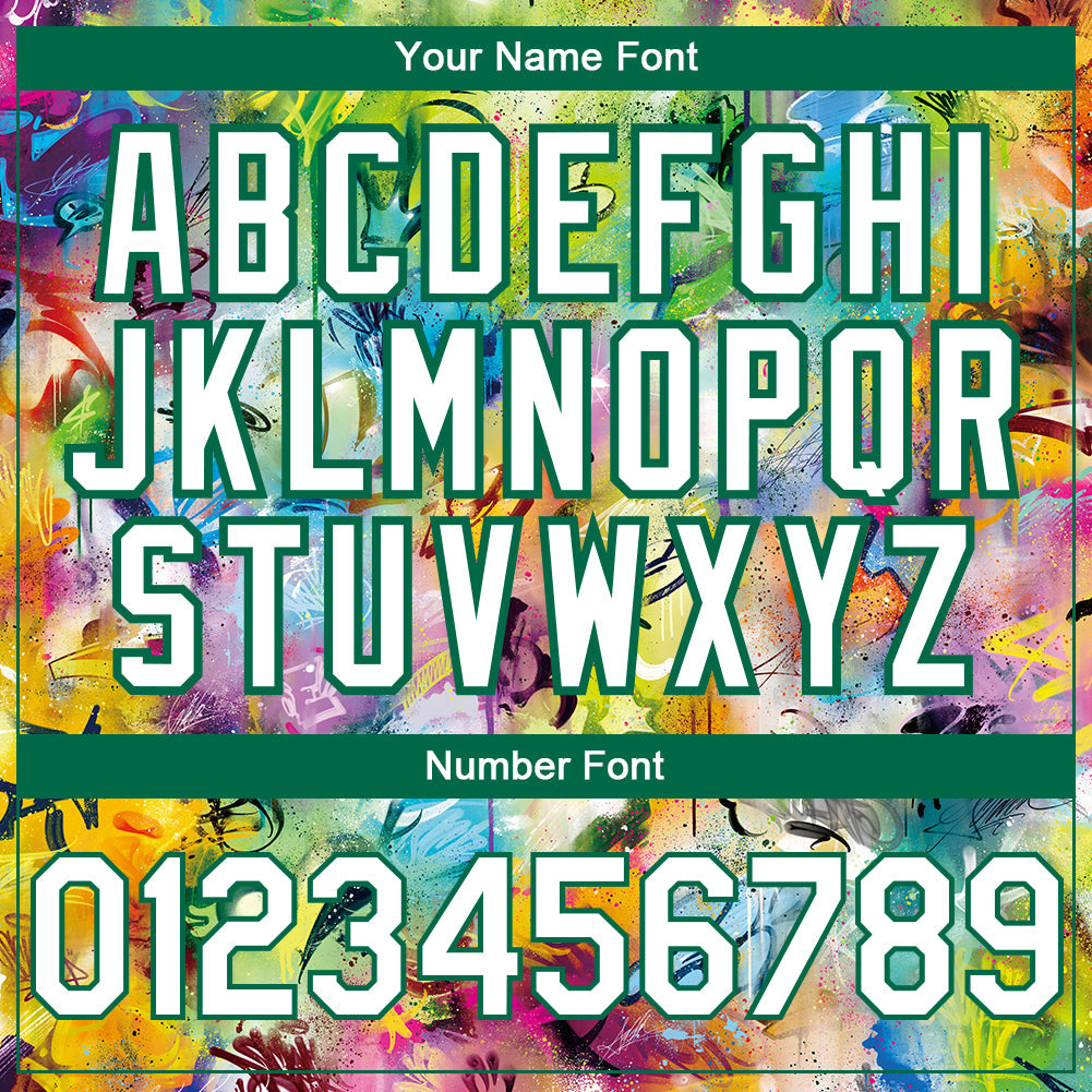 Custom Graffiti Pattern White-Kelly Green Splash 3D Bomber Full-Snap Varsity Letterman Hoodie Jacket view 5
