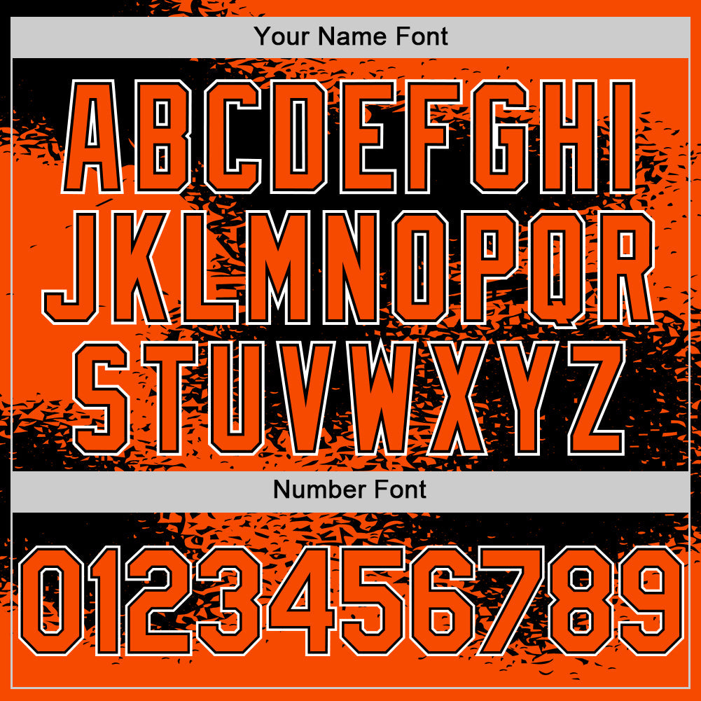 Custom Orange Black-White Abstract Color Blocks Fragment Art 3D Pattern Design Bomber Full-Snap Varsity Letterman Hoodie Jacket view 5