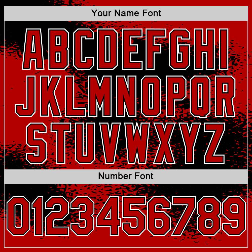Custom Red Black-White Abstract Color Blocks Fragment Art 3D Pattern Design Bomber Full-Snap Varsity Letterman Hoodie Jacket view 5