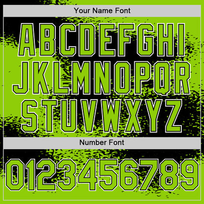 Custom Neon Green Black-White Abstract Color Blocks Fragment Art 3D Pattern Design Bomber Full-Snap Varsity Letterman Hoodie Jacket view 5