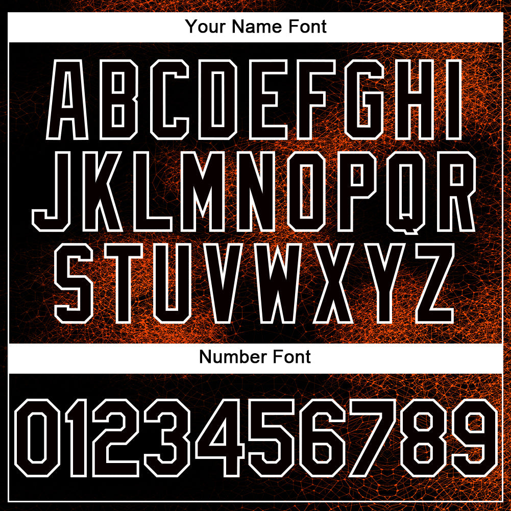 Custom Black Orange-White Abstract Network 3D Pattern Design Bomber Full-Snap Varsity Letterman Hoodie Jacket view 5