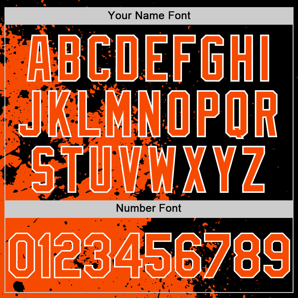 Custom Black Orange-White Abstract Splash Grunge Art 3D Pattern Design Bomber Full-Snap Varsity Letterman Hoodie Jacket view 5