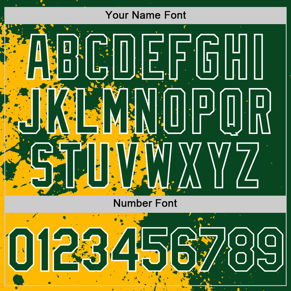Custom Green Gold-White Abstract Splash Grunge Art 3D Pattern Design Bomber Full-Snap Varsity Letterman Hoodie Jacket view 5