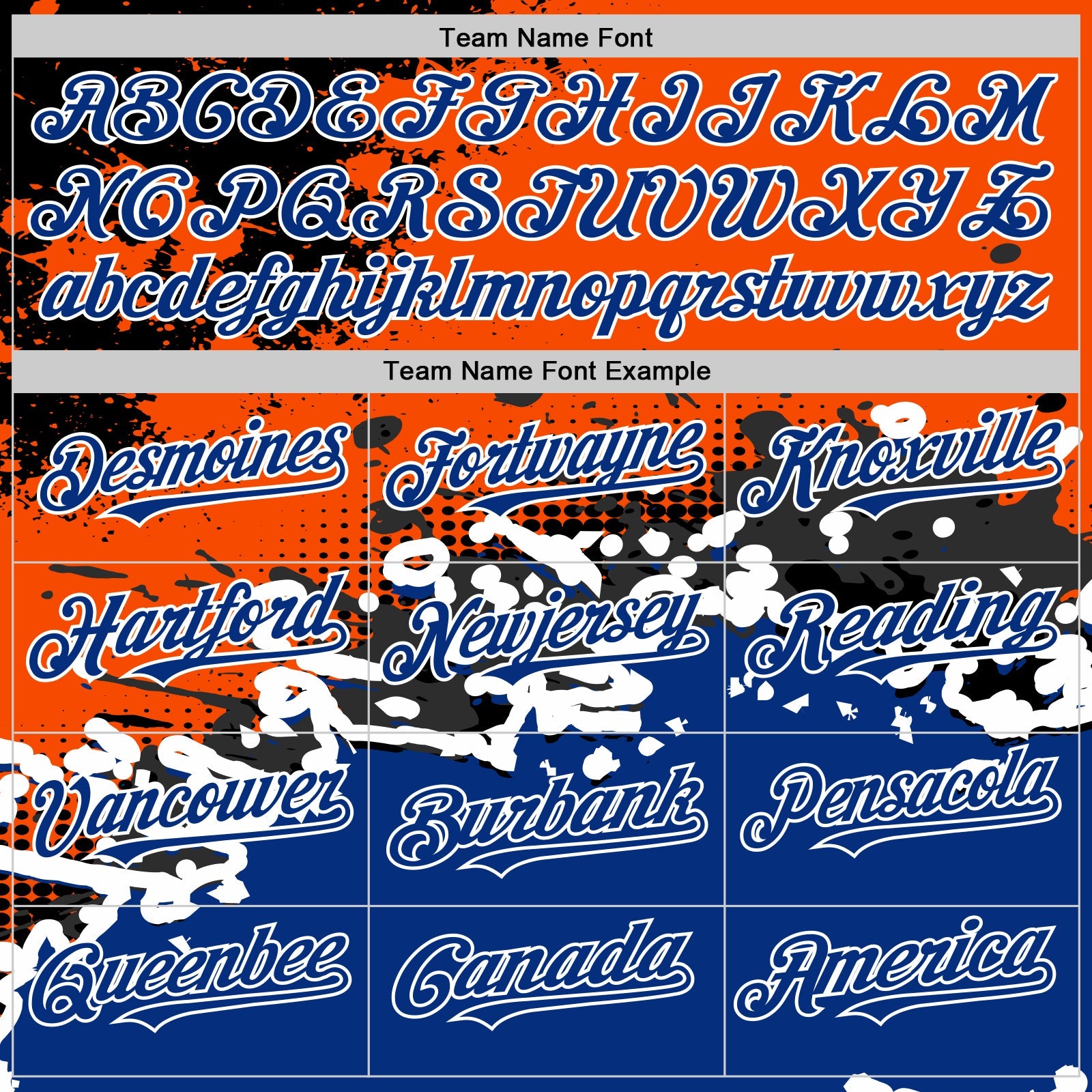 Custom Orange Royal-Black Abstract Splash Grunge Art 3D Pattern Design Bomber Full-Snap Varsity Letterman Hoodie Jacket view 4