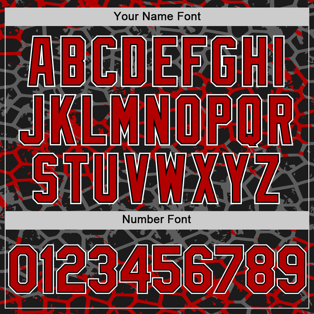 Custom Black Red-White Abstract Network 3D Pattern Design Bomber Full-Snap Varsity Letterman Hoodie Jacket view 5