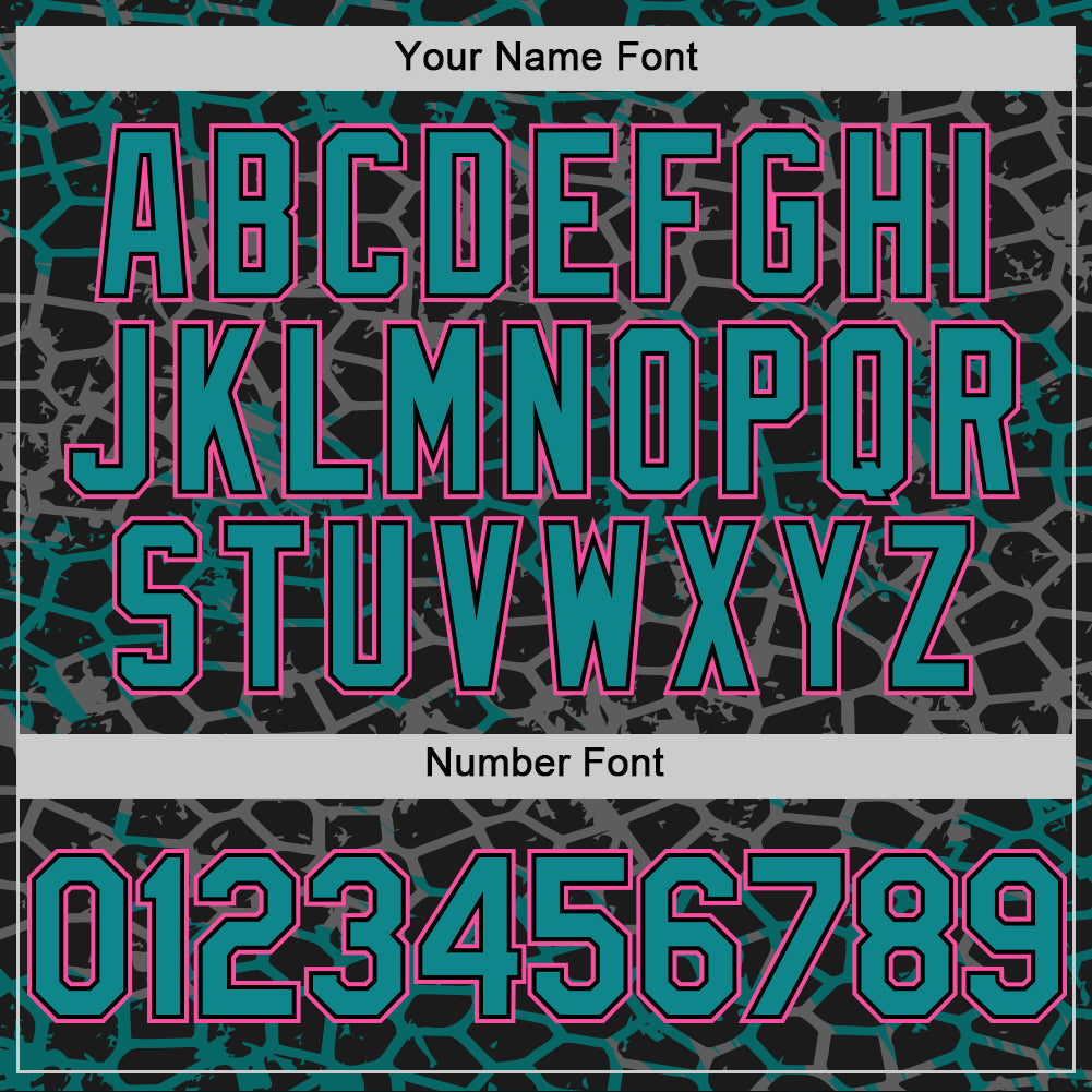 Custom Black Teal-Pink Abstract Network 3D Pattern Design Bomber Full-Snap Varsity Letterman Hoodie Jacket view 5