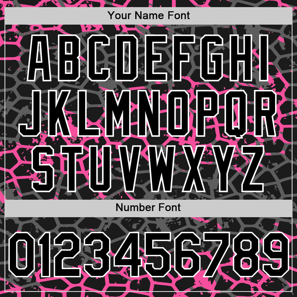 Custom Black Pink-White Abstract Network 3D Pattern Design Bomber Full-Snap Varsity Letterman Hoodie Jacket view 5