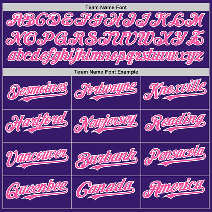 Custom Purple Pink-White Bomber Full-Snap Varsity Letterman Two Tone Hoodie Jacket view 4