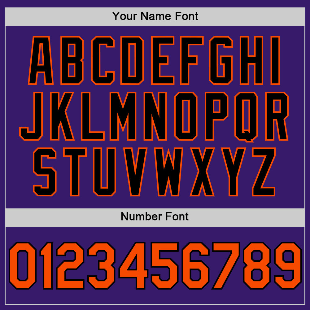 Custom Purple Orange-Black Bomber Full-Snap Varsity Letterman Two Tone Hoodie Jacket view 5