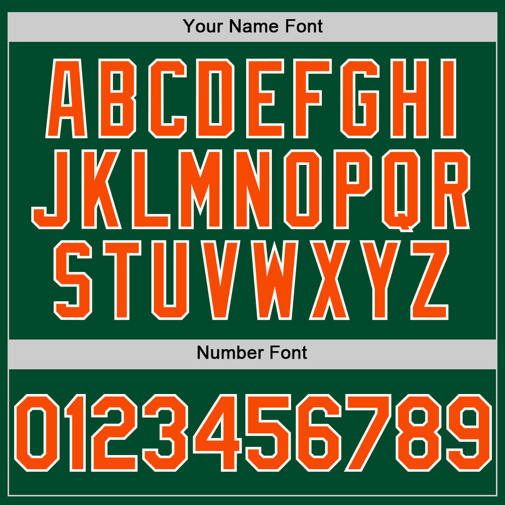 Custom Kelly Green Orange-White Bomber Full-Snap Varsity Letterman Hoodie Jacket view 5
