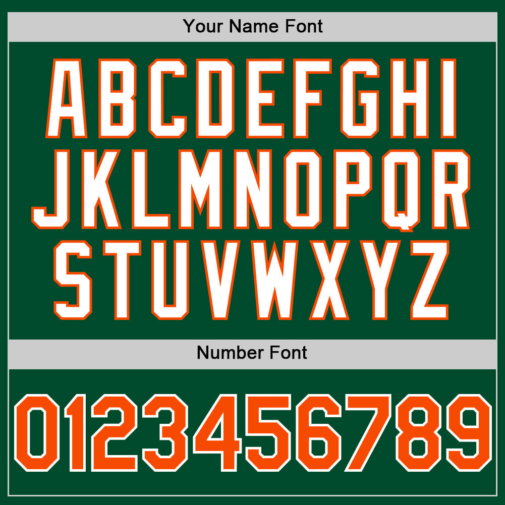 Custom Kelly Green Orange-White Bomber Full-Snap Varsity Letterman Hoodie Jacket view 5