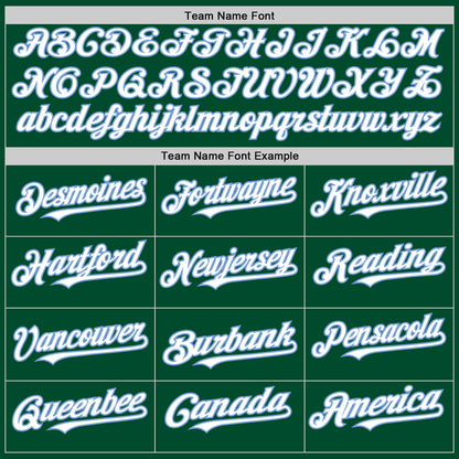 Custom Kelly Green White-Light Blue Bomber Full-Snap Varsity Letterman Hoodie Jacket view 4