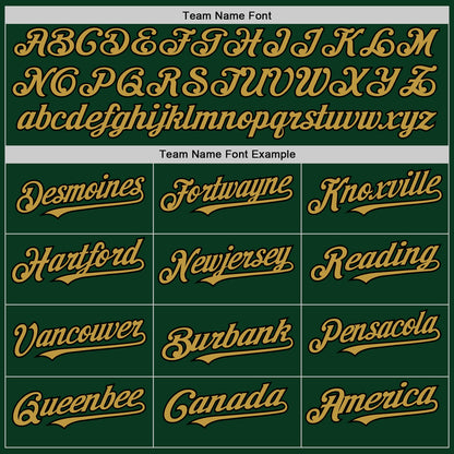 Custom Green Old Gold-Black Bomber Full-Snap Varsity Letterman Hoodie Jacket view 4