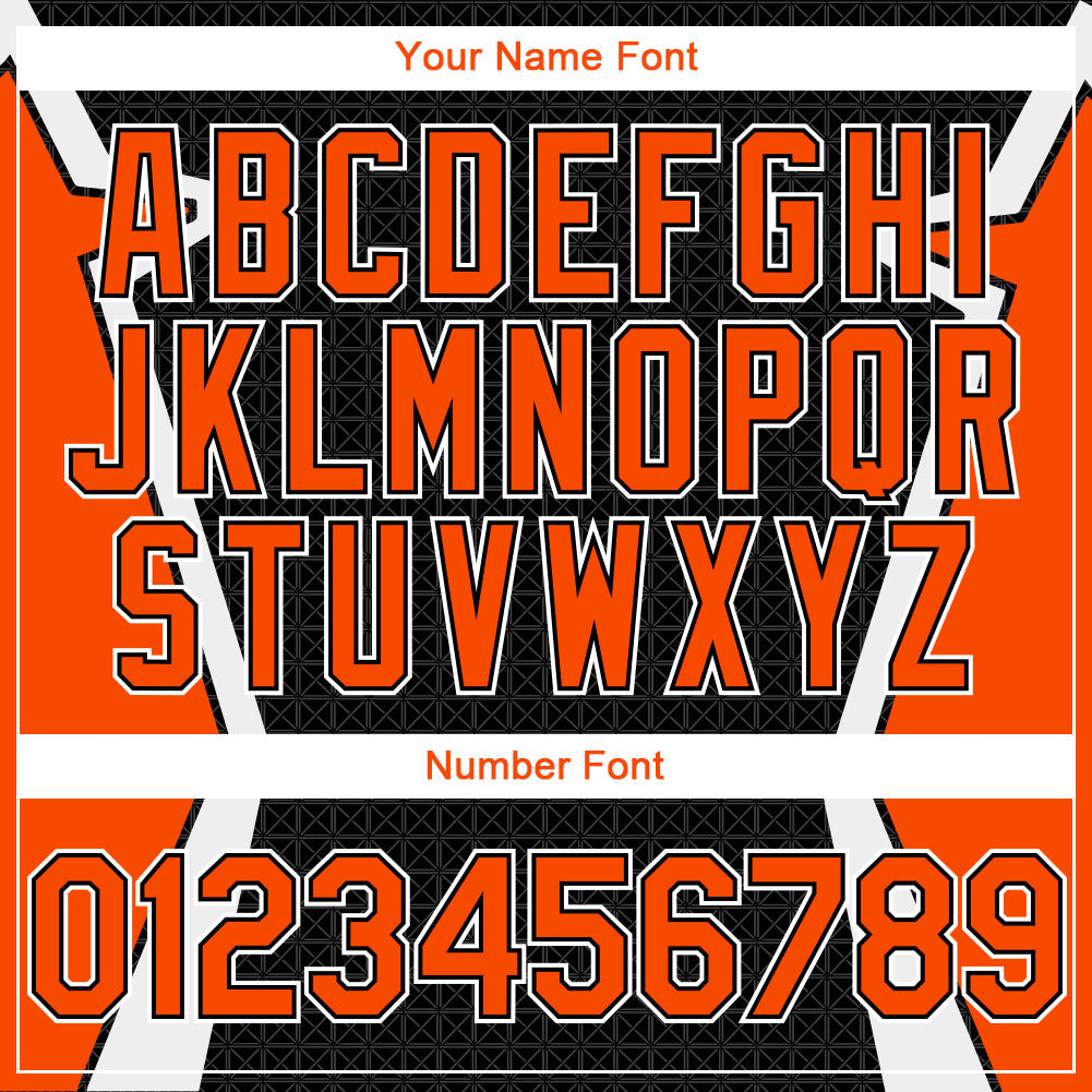 Custom Black Orange-White Arrow 3D Pattern Design Bomber Full-Snap Varsity Letterman Hoodie Jacket view 5