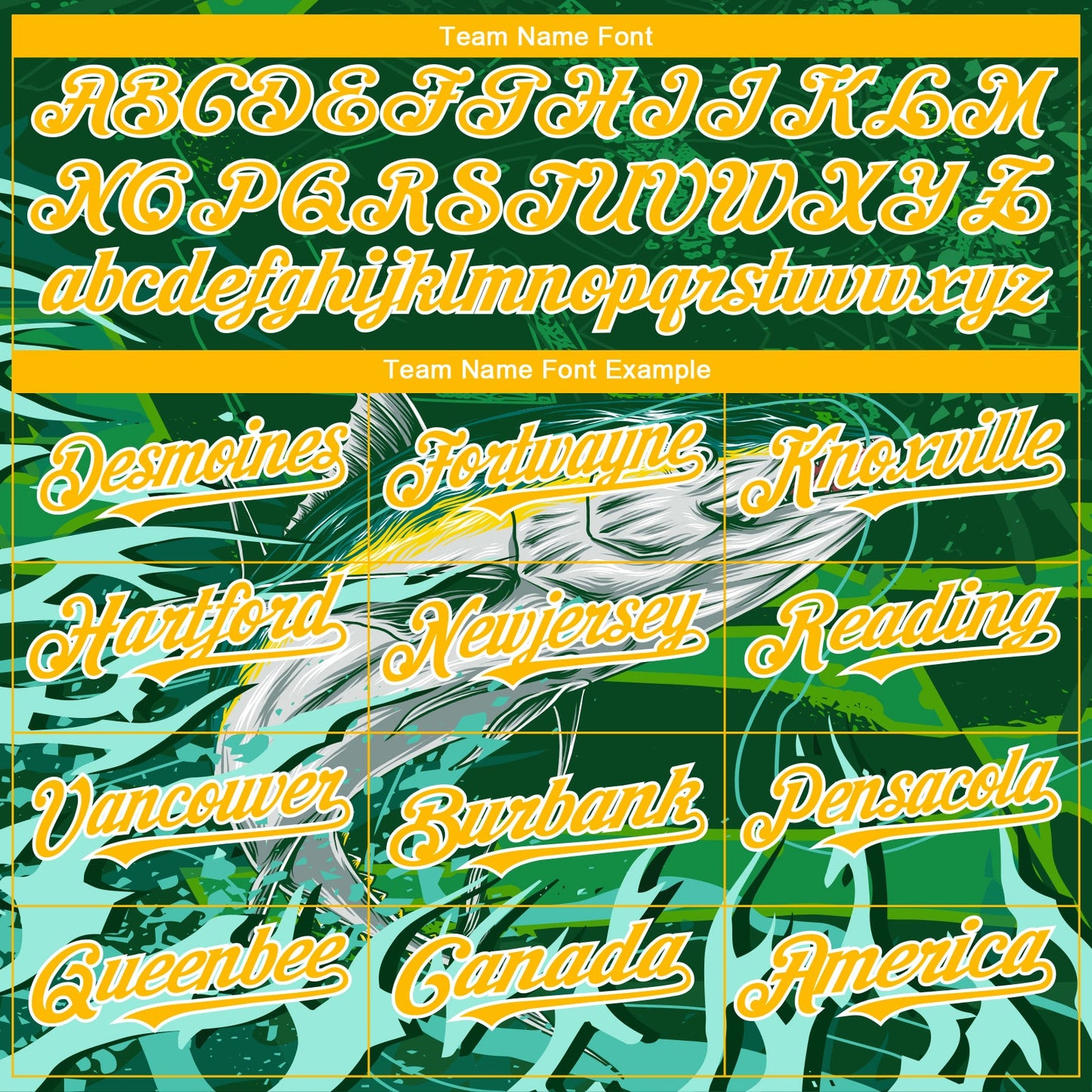 Custom Green Gold-White Tuna Fish Fishing 3D Bomber Full-Snap Varsity Letterman Hoodie Jacket view 4