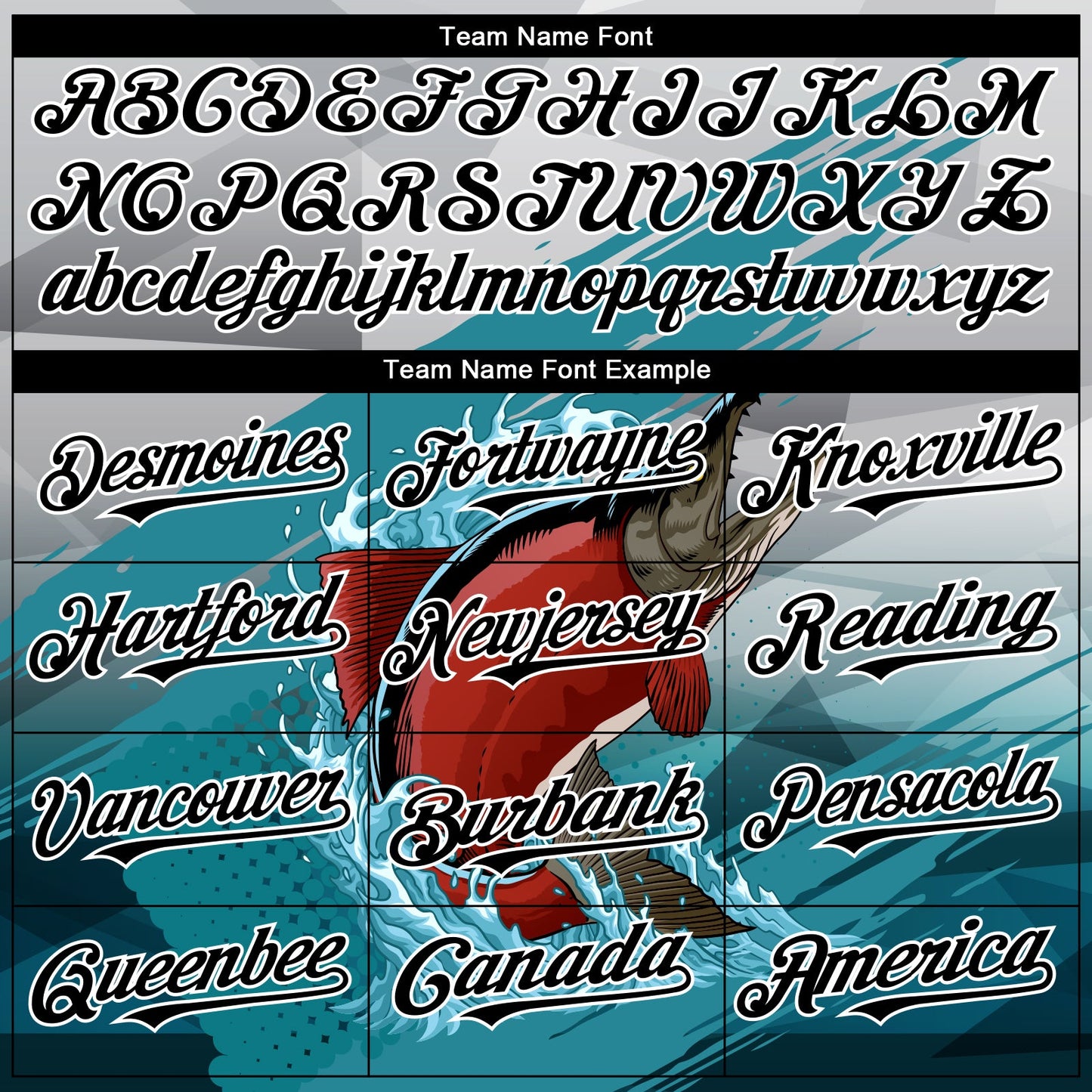 Custom Gray Black-Aqua Salmon Fish Fishing 3D Bomber Full-Snap Varsity Letterman Hoodie Jacket view 4