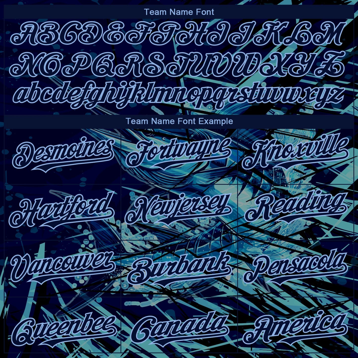 Custom Navy Light Blue Marlin Fish Fishing 3D Bomber Full-Snap Varsity Letterman Hoodie Jacket view 4
