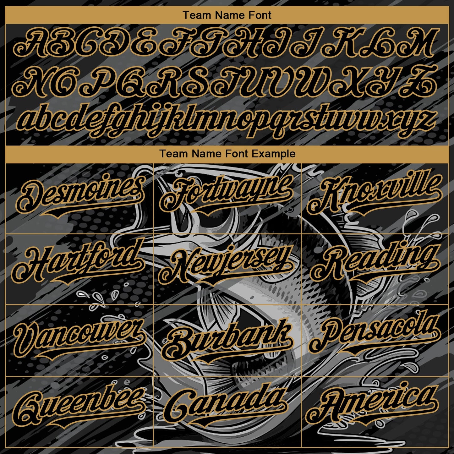 Custom Black Old Gold Largemouth Bass Fish Fishing 3D Bomber Full-Snap Varsity Letterman Hoodie Jacket view 4