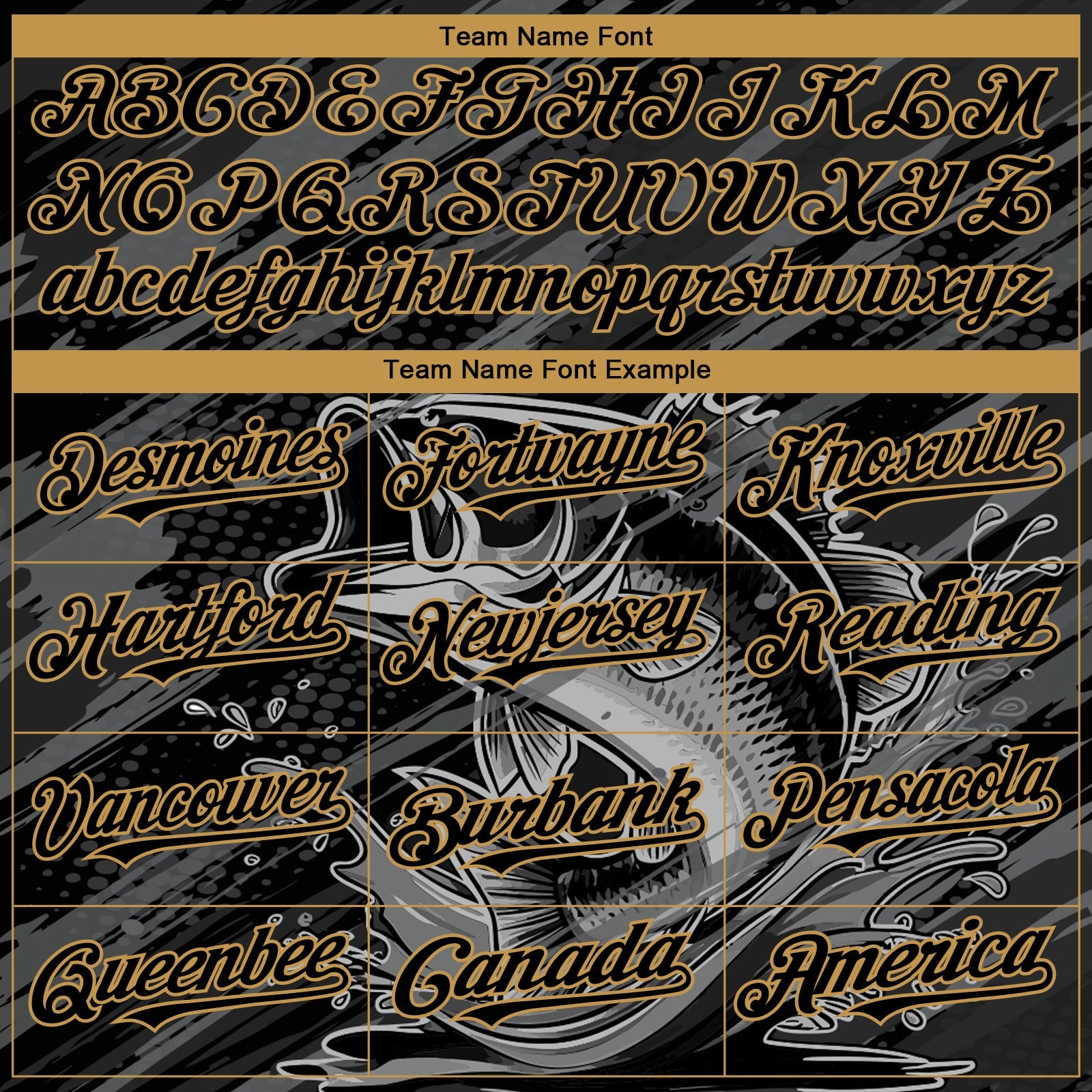 Custom Black Old Gold Largemouth Bass Fish Fishing 3D Bomber Full-Snap Varsity Letterman Hoodie Jacket view 4