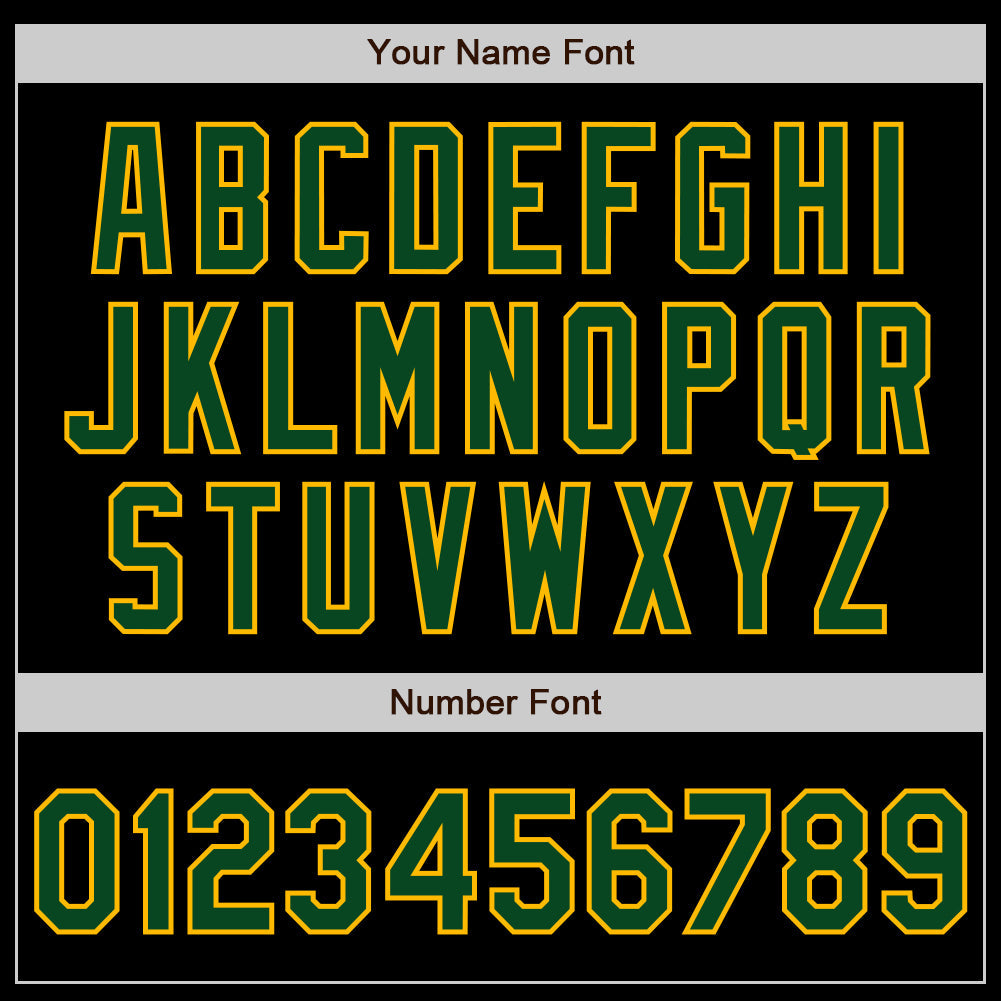 Custom Black Gold-Green Bomber Varsity Letterman Zipper Jacket view 6