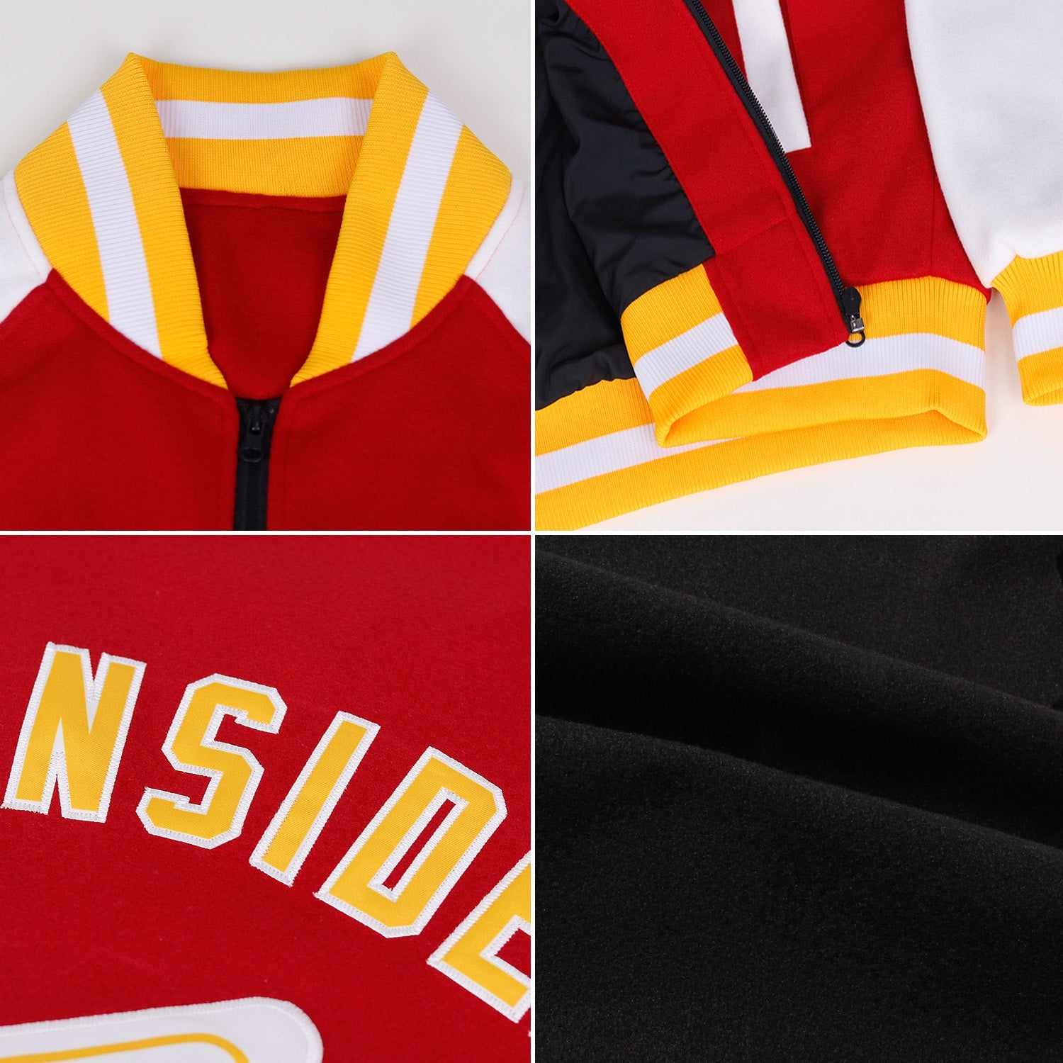 Custom Black Gold-Pink Bomber Varsity Letterman Two Tone Zipper Jacket view 2