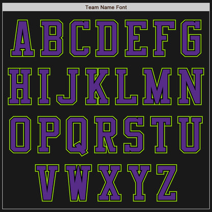 Custom Black Neon Green-Purple Bomber Varsity Letterman Two Tone Zipper Jacket view 5