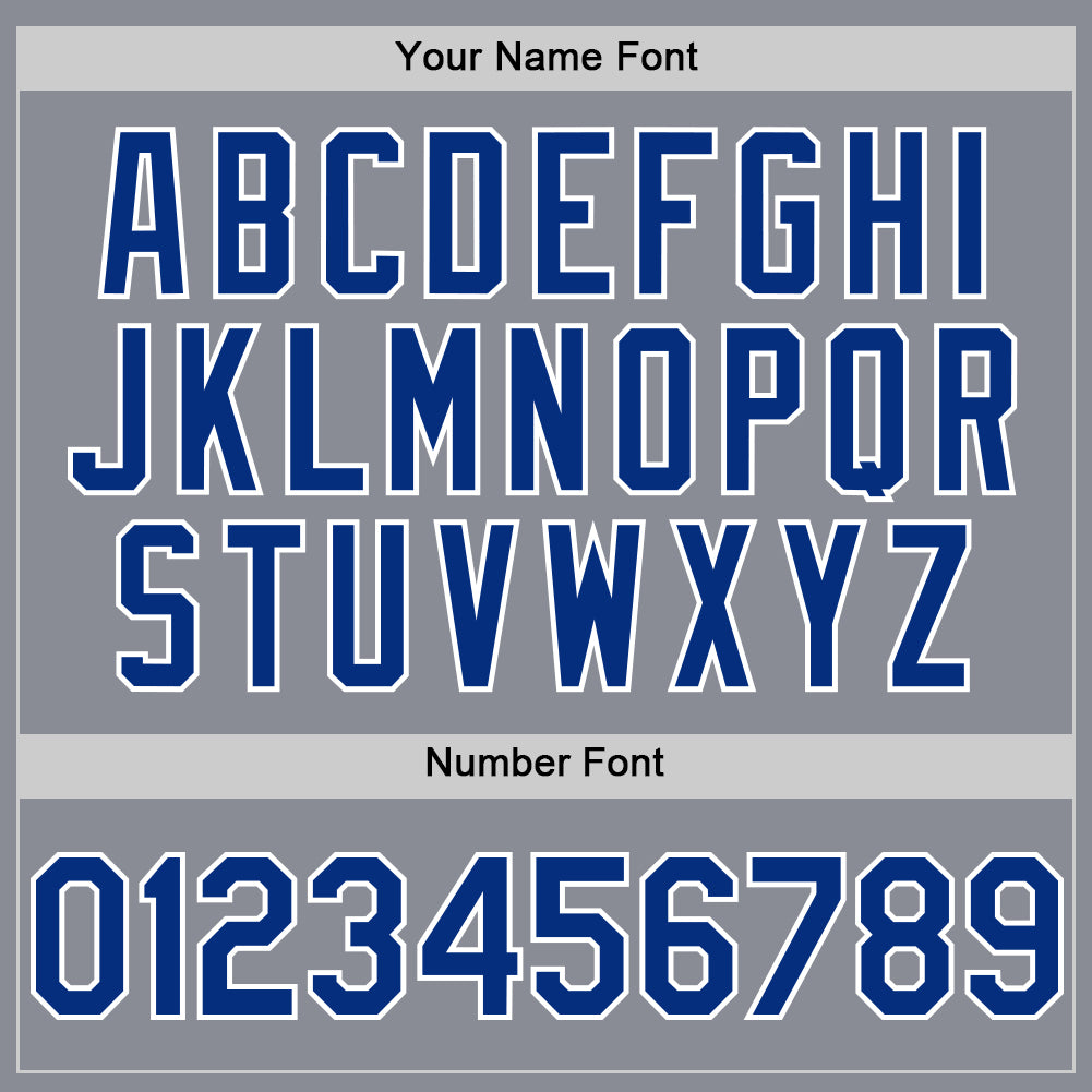 Custom Gray Royal-White Bomber Full-Snap Varsity Letterman Hoodie Jacket view 5